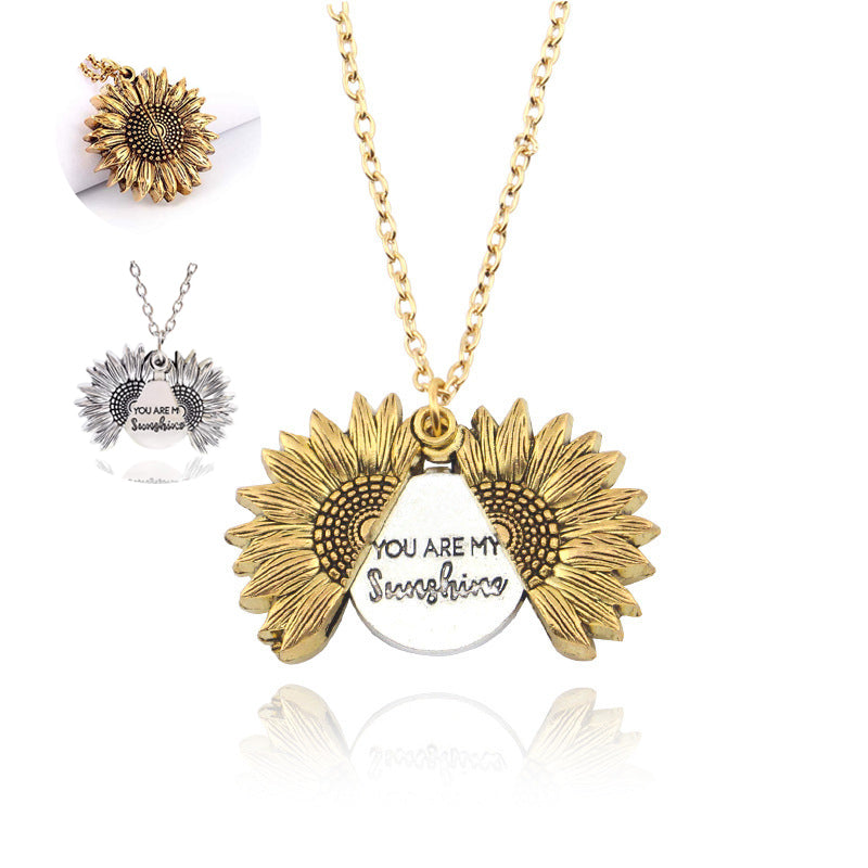 You Are My Sunshine Sunflower Necklace Women Men - Fashionner