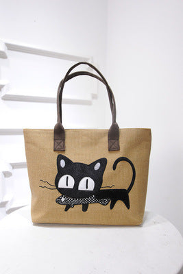 Cartoon cats eat fish handbags for ladies - Fashionner