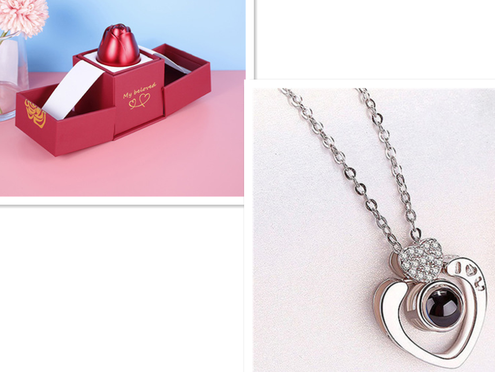 Hot Valentine's Day Gifts Metal Rose Jewelry Gift Box Necklace For Wedding Girlfriend Necklace Gifts - Fashionner