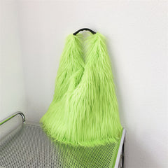 Water Wool One-shoulder Tote Plush Bag - Fashionner
