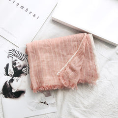 Autumn And Winter Striped Cotton And Linen Pleated Scarf Shawl - Fashionner