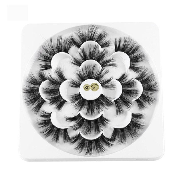 7 Pairs 3D Mink Hair False Eyelashes 25mm Lashes Thick Long Wispy Fluffy Handmade False Eyelashes - Fashionner