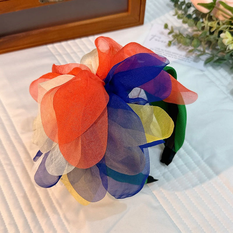 Fashion fabric oversized colorful flower fashion headband - Fashionner
