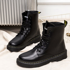 Fashion Casual Women's Shoes Student Comfortable Platform High-top PU Women's Dr Martens Boots - Fashionner