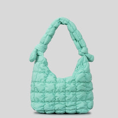 Simple Quilted Bubble Texture Cloud Pleated Handbag For Women - Fashionner