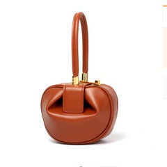 Leather handbags Europe and the United States fashion retro French niche design portable dumplings wonton handbags - Fashionner