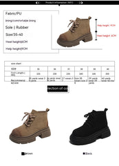 Women's Thick-soled Lace-up Retro Matte Ankle Trendy Cool British Fan Boots - Fashionner