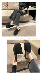 Thick-soled Snow Boots Ethnic Style Lace Short Warm Cotton-padded Shoes Slippers - Fashionner