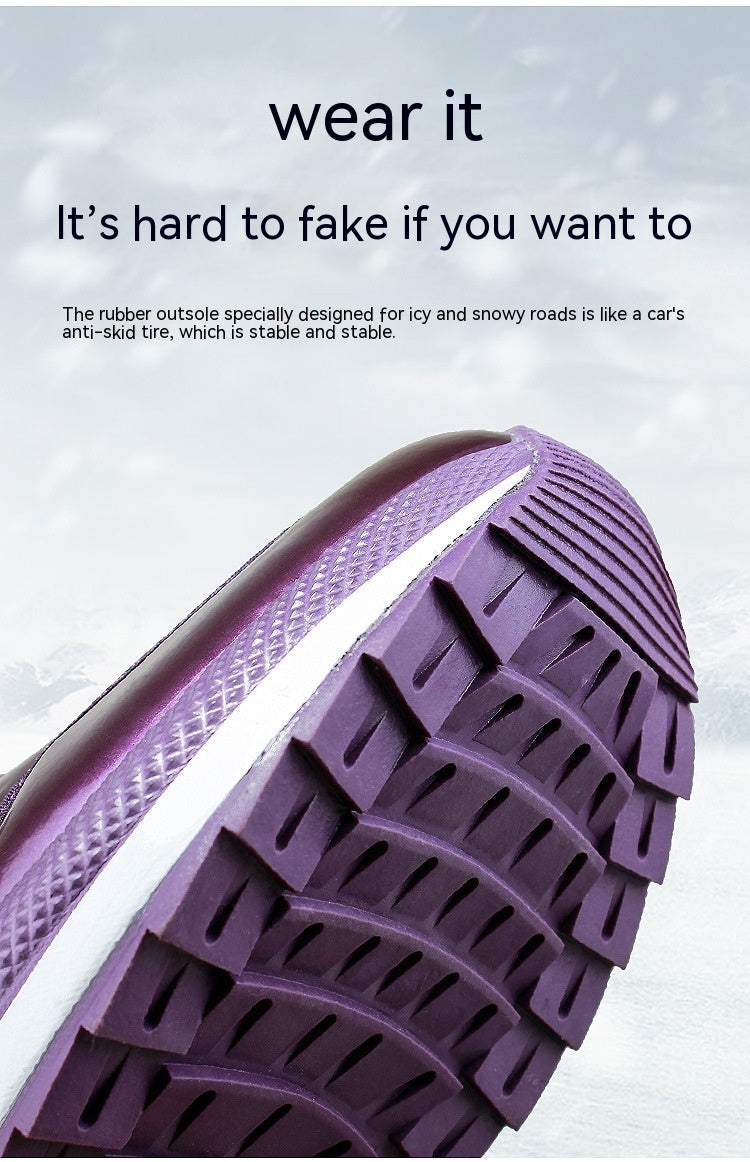 Thick Cotton Shoes Winter Fleece-lined Warm Women's Mid-calf Lightweight Non-slip Snow Boots - Fashionner