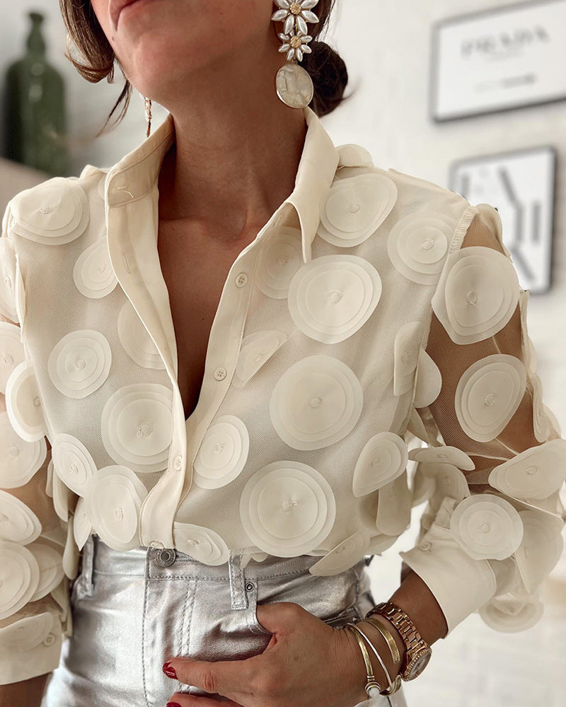 Women's Fashion Mesh Long-sleeved Shirt - Fashionner