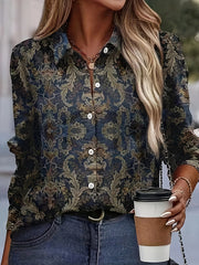 Women's Fashion Long Sleeve Lapel Loose Shirt - Fashionner