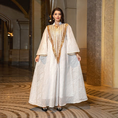 Festival Evening Dress Arabic Dubai Mesh Embroidered Sequins Robe Middle East - Fashionner