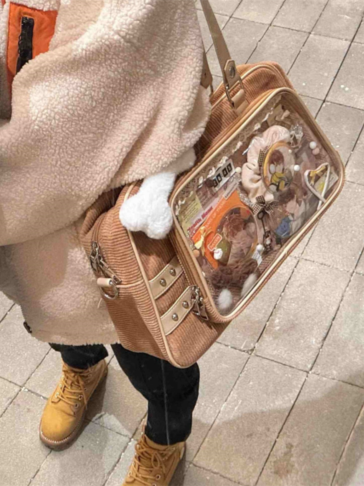 Women's Corduroy Large Capacity Commuter Shoulder Bag - Fashionner