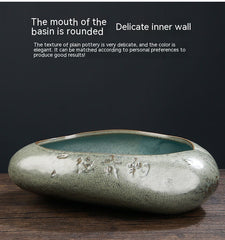 Non-porous Hydrocotyle Bowl Lotus Sleeping Lotus Lotus Flowerpot Cylinder Ceramic Stone Succulents Extra Large Hydroponic Vessel