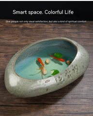 Non-porous Hydrocotyle Bowl Lotus Sleeping Lotus Lotus Flowerpot Cylinder Ceramic Stone Succulents Extra Large Hydroponic Vessel