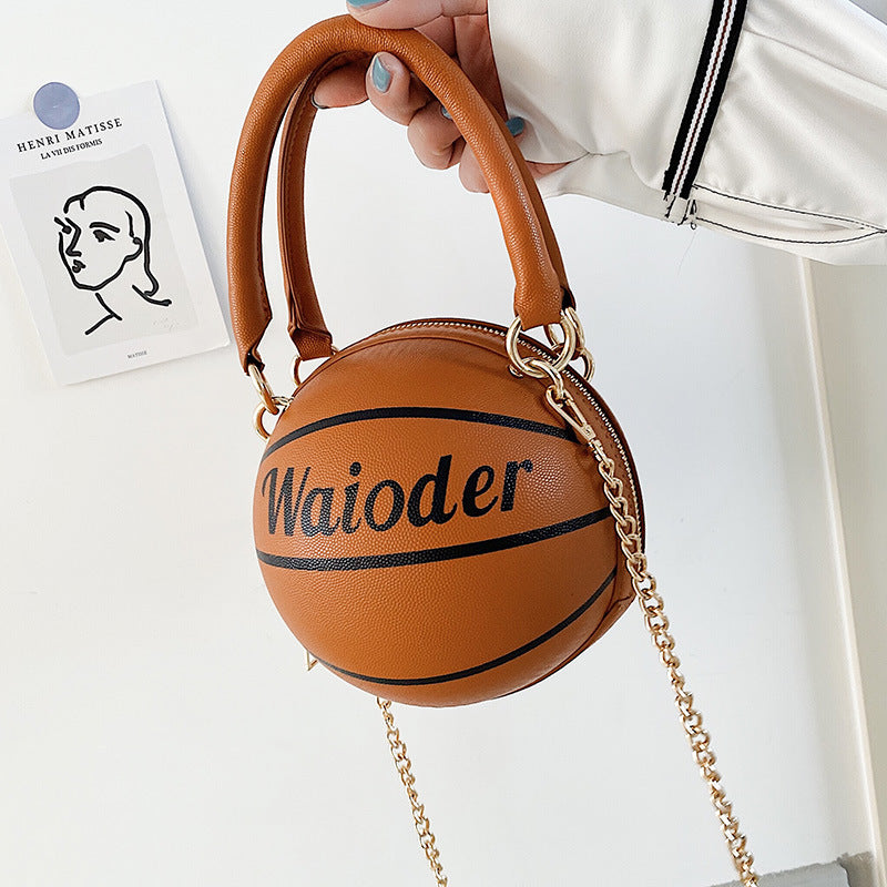 Basketball Shape Handbags and Purses for Women Chain Shoulder Crossbody Bag Girls Ladies HandBags - Fashionner