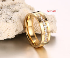 Simple titanium steel couple ring