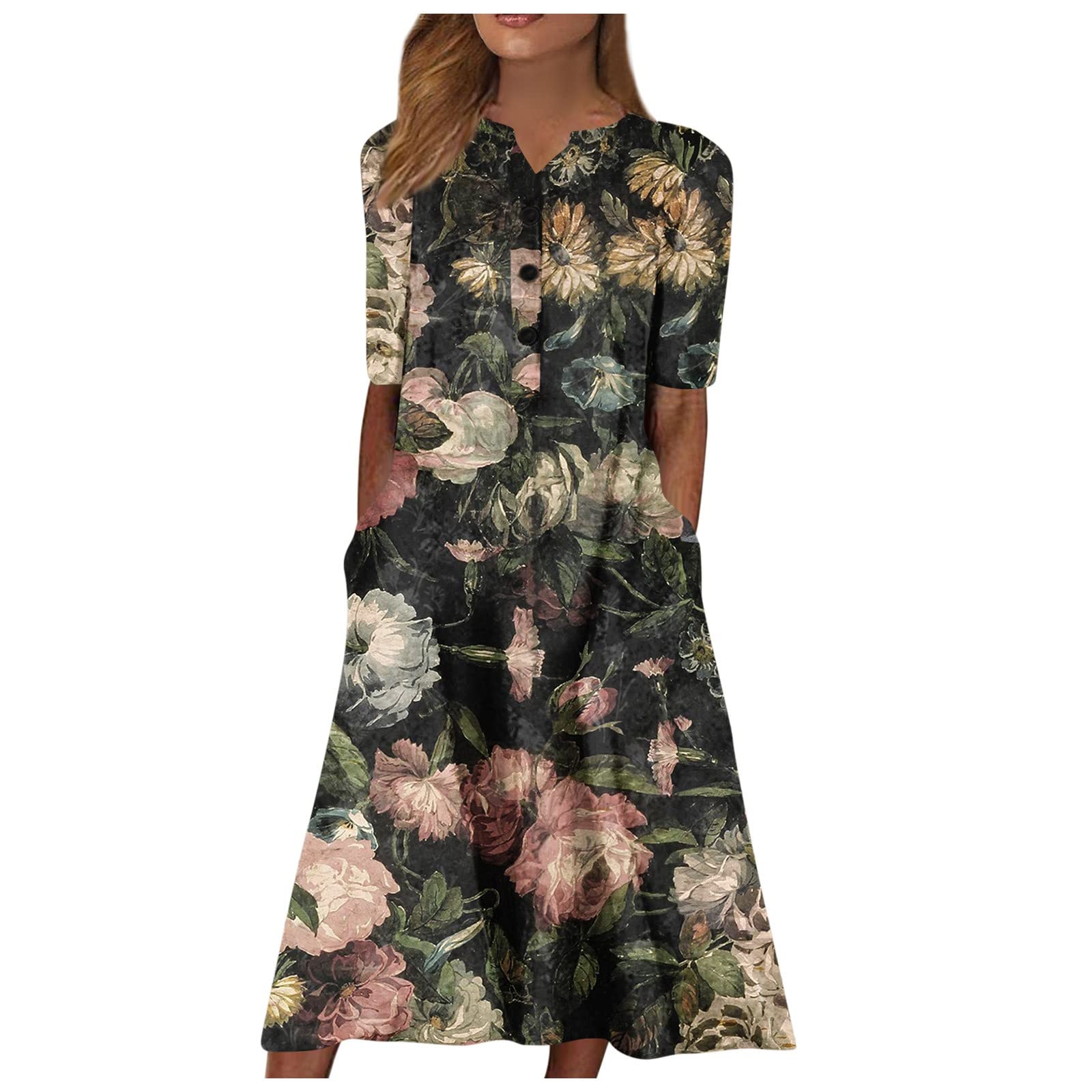 Women's Long Sleeve Long Printed Dress - Fashionner