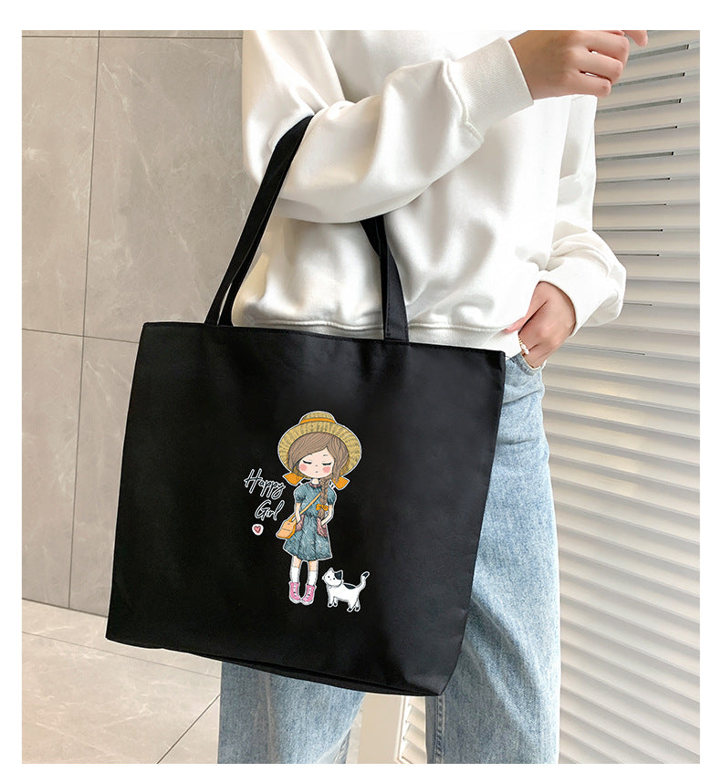 Women's Canvas Bag New Shoulder Handbag Student Tote One Piece - Fashionner