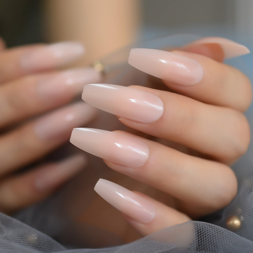 Nude Extra Long Fake Nails - Fashionner