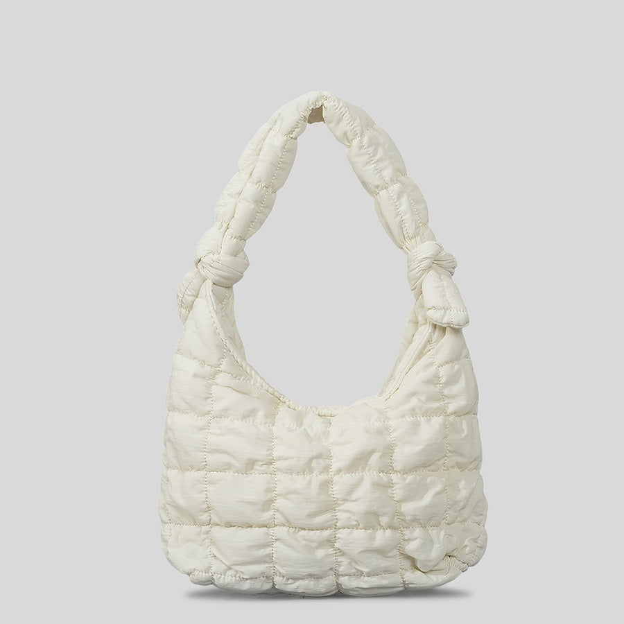 Simple Quilted Bubble Texture Cloud Pleated Handbag For Women - Fashionner