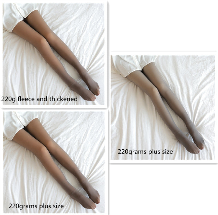 Fake Translucent Plus Size Leggings Fleece Lined Tights Fall And Winter Warm Fleece Pantyhose Women Fleece Lined Pantyhose Thermal Winter Tights - Fashionner