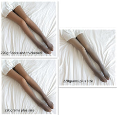 Fake Translucent Plus Size Leggings Fleece Lined Tights Fall And Winter Warm Fleece Pantyhose Women Fleece Lined Pantyhose Thermal Winter Tights - Fashionner