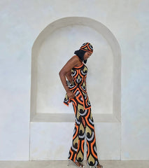 Women Knitted Print Long Sling Top Two Piece Set Lady Casual Sleeveless Square Neck Top Wide Leg Pants Pullover Knitwear Suits - Fashionner