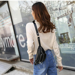 Waist bag, genuine leather, versatile crossbody chest bag, single shoulder chain bag, lightweight small bag for women