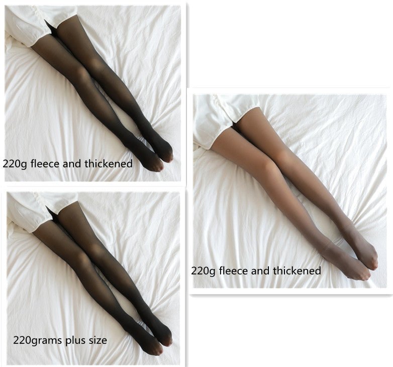 Fake Translucent Plus Size Leggings Fleece Lined Tights Fall And Winter Warm Fleece Pantyhose Women Fleece Lined Pantyhose Thermal Winter Tights - Fashionner