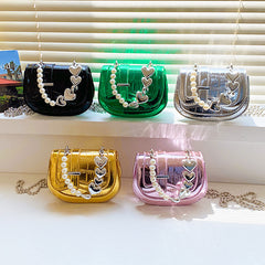 New Laser Pearl Tote Saddle Girl Mini - Fashionner