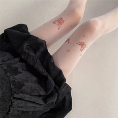Lolita Tattoo Y2g Tattoo Print Butterfly Stockings - Fashionner