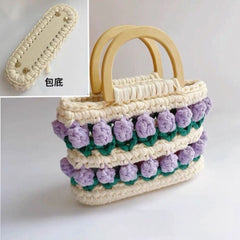 Cloth Line Crochet Knitting Tulips Handbags - Fashionner