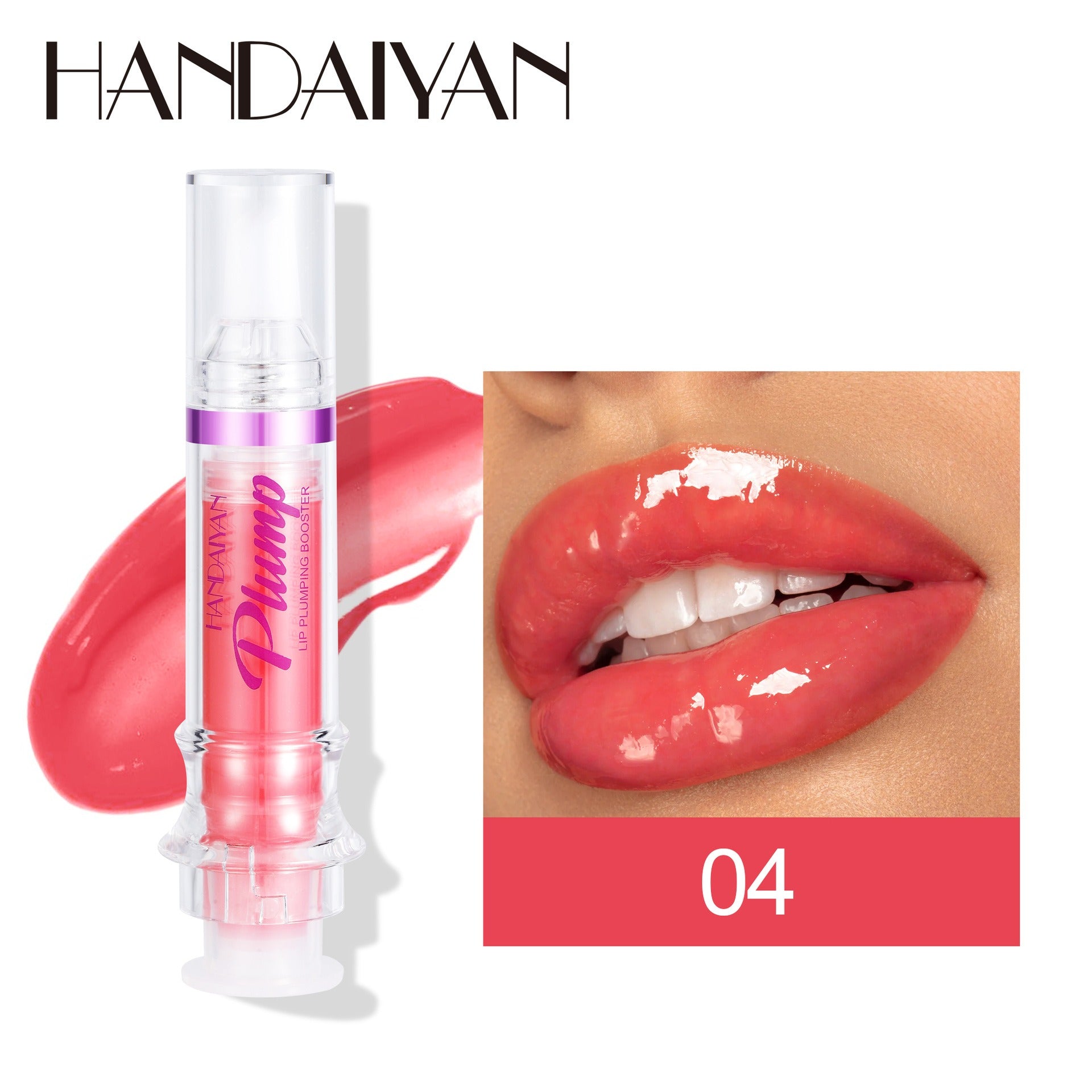 HANDAIYAN PLUMP & POUT Lip Plumping Booster Gloss, High Shine for Plumper Looking Lips,Extreme Shine Crystal Volume Lip Oil - Fashionner