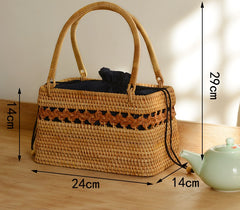 Pure handmade basket Nordic style storage picnic travel basket woven rattan women handbag
