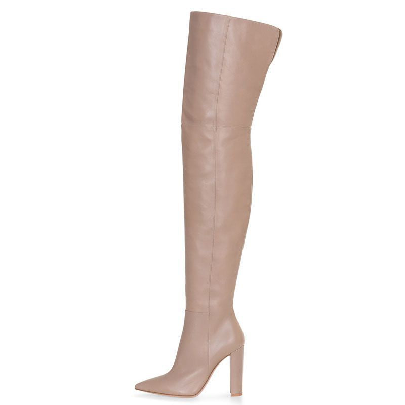 Pointed Snakeskin High Over The Knee Boots Plus Size - Fashionner