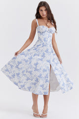 New Women's Floral Print Dress With Straps - Fashionner