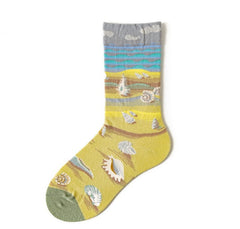 Trendy Mid-calf Length Socks Preppy Style Stockings Artistic Illustration Socks - Fashionner
