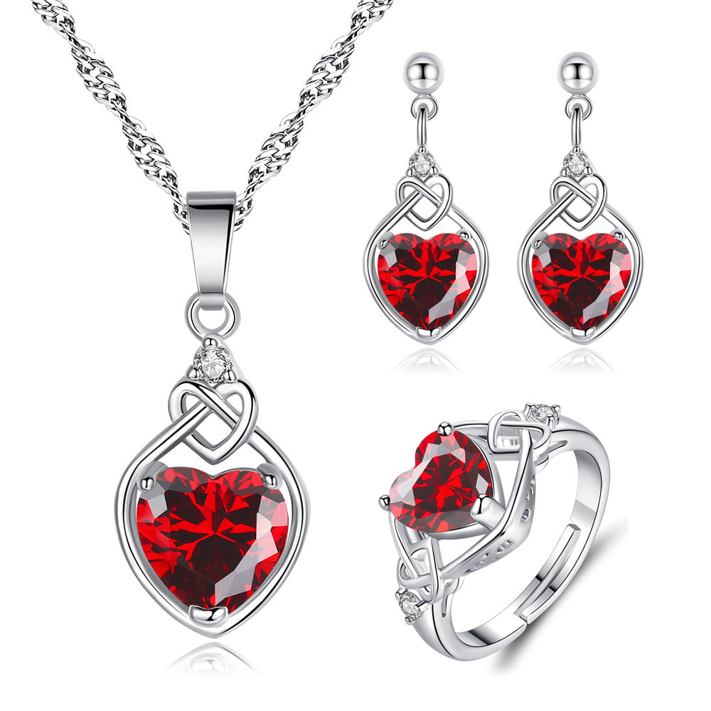 Heart-shaped Ruby Jewelry Suit - Fashionner