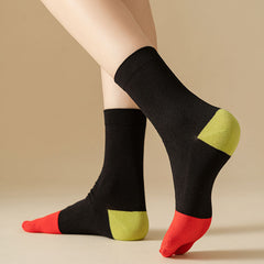 Women's Stitching Summer Thin Fashion Mid-calf Two-toe Socks - Fashionner