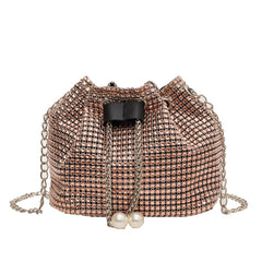 Women's Crossbody Rhinestone Bucket Bag - Fashionner