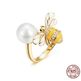 Bee-studded lady ring