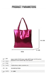 Simple Portable Large Capacity Texture Shiny Shoulder Bag Personality Soft Pu Paint Commuter Tote - Fashionner