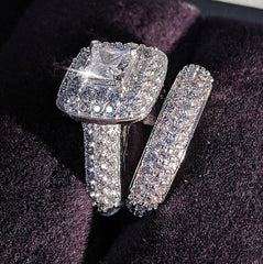 White Zircon Couple Ring