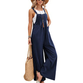 Women Long Bib Pants Overalls Casual Loose Rompers Jumpsuits With Pockets - Fashionner