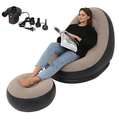 Iatable Air Mattress Lazy Sofa Deck Chair Comfortable Leg Stool Rest Single Beanbag for home and Outdoor Use - Fashionner