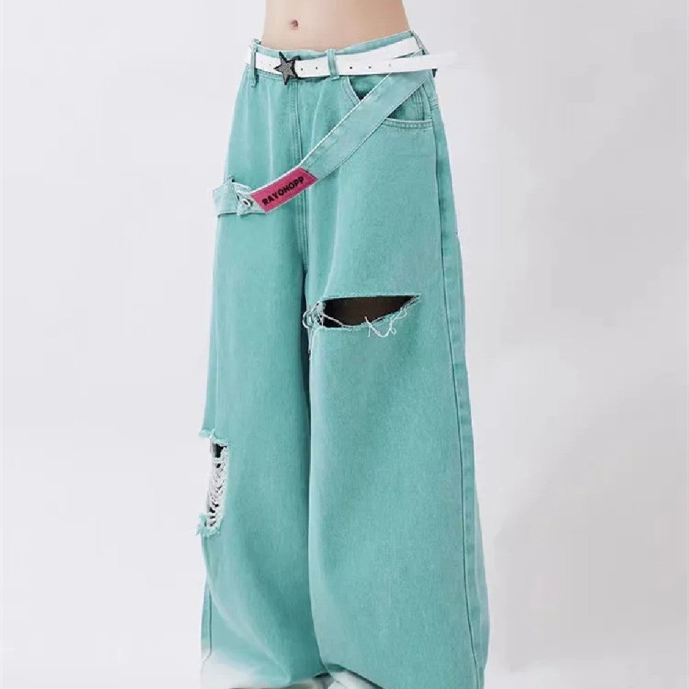 American Retro Tattered Jeans Jeans - Fashionner