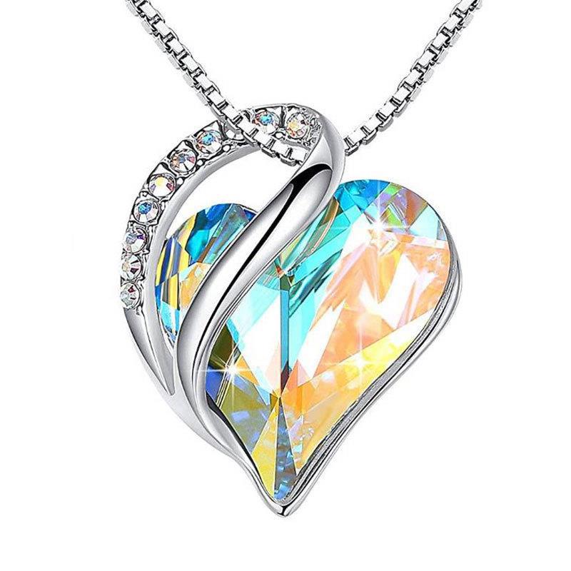 925 Sliver Heart Shaped Geometric Necklace Jewelry Women's Clavicle Chain Valentine's Mothers Day Gift - Fashionner