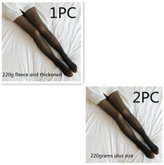 Fake Translucent Plus Size Leggings Fleece Lined Tights Fall And Winter Warm Fleece Pantyhose Women Fleece Lined Pantyhose Thermal Winter Tights - Fashionner