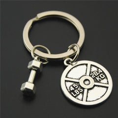Mini Sports Equipment Keychain Dumbbell Weightlifting Unique Key Pendant